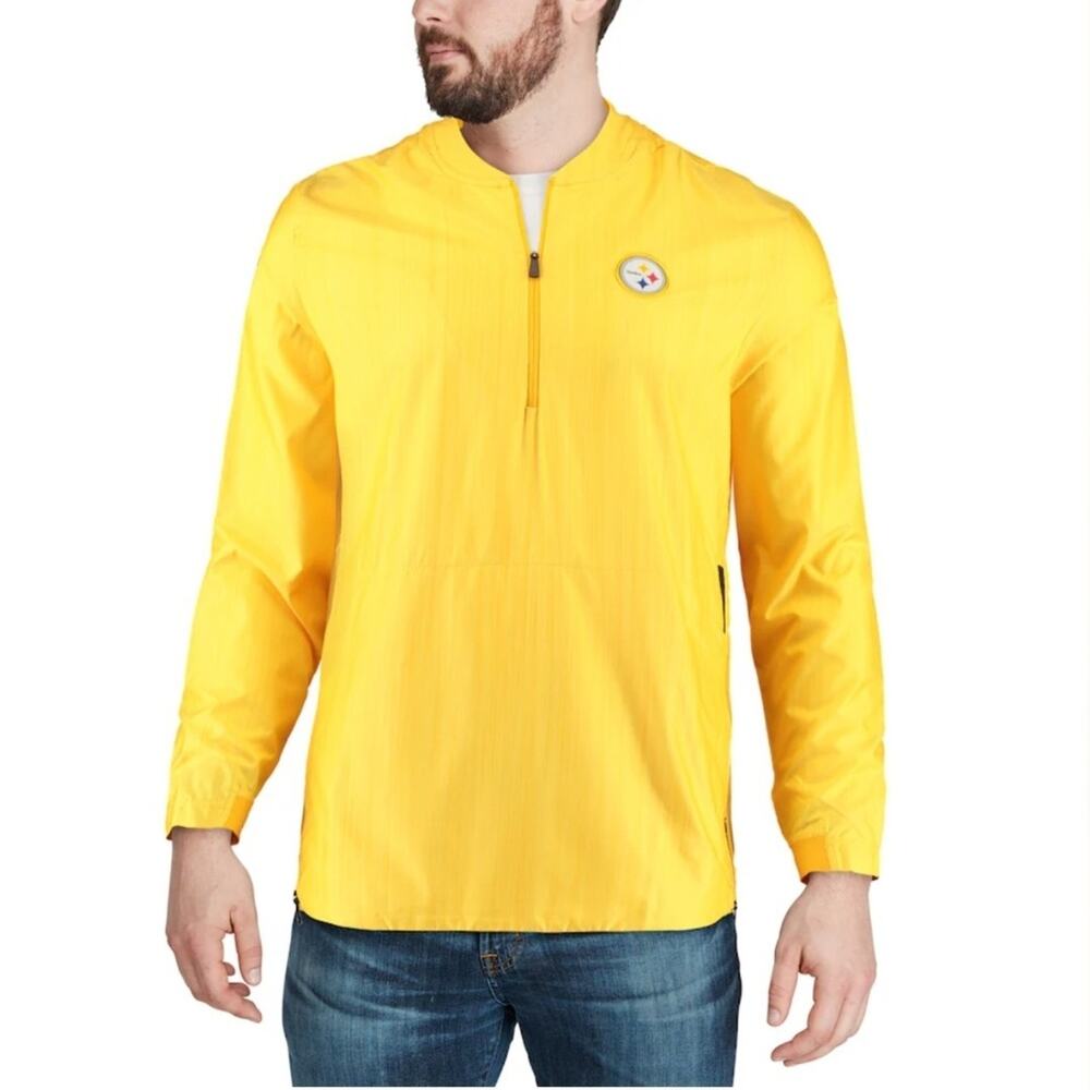 NFL Men's Pittsburgh Steelers Nike Gold Sideline Lockdown Quarter-Zip Jacket XL - Picture 2 of 11